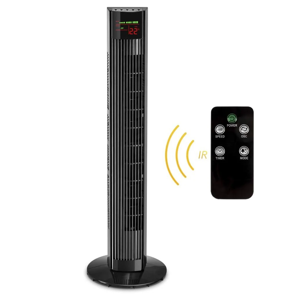 36- Inch Electric Pedestal Stand Fan Air Cooler Blade-less Fan Black ...