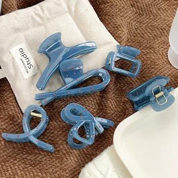 New Arrival Korean Style Cute Girls Hair Claw Polka Dot Geometric Hair Grip PC Hair Clip High Quality