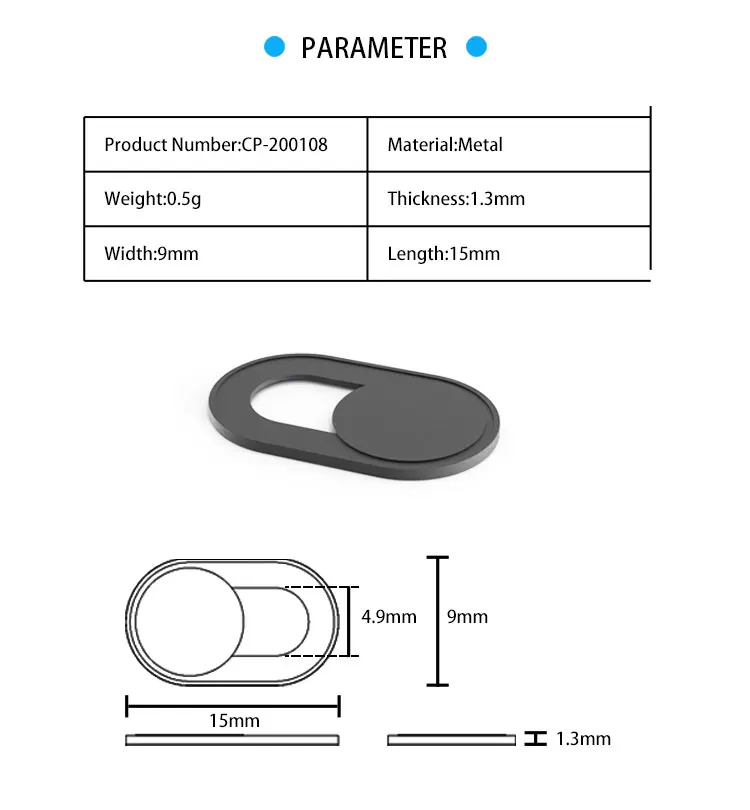 
 3pcs/pack Super Slim Metal web cam Cover Privacy Cover Webcam Cover  
