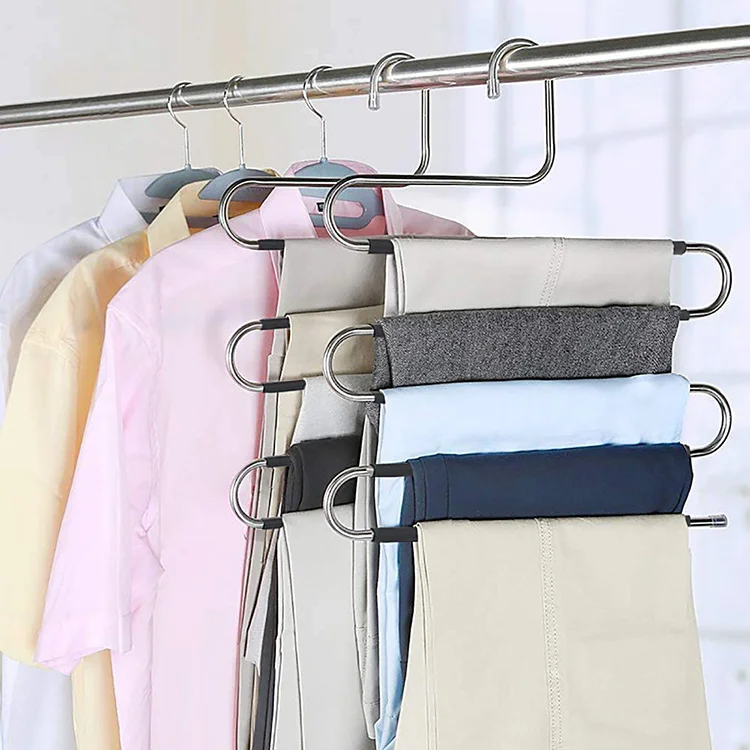 S Shape Hanger Multifunctional Clothes Rack Metal Space Saving Closet Storage Organizer