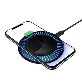 New UFO Concept Design 8mm Thickness 10W Fast Wireless Mobile Phone Charger Pad For IOS Android With LED Lighting