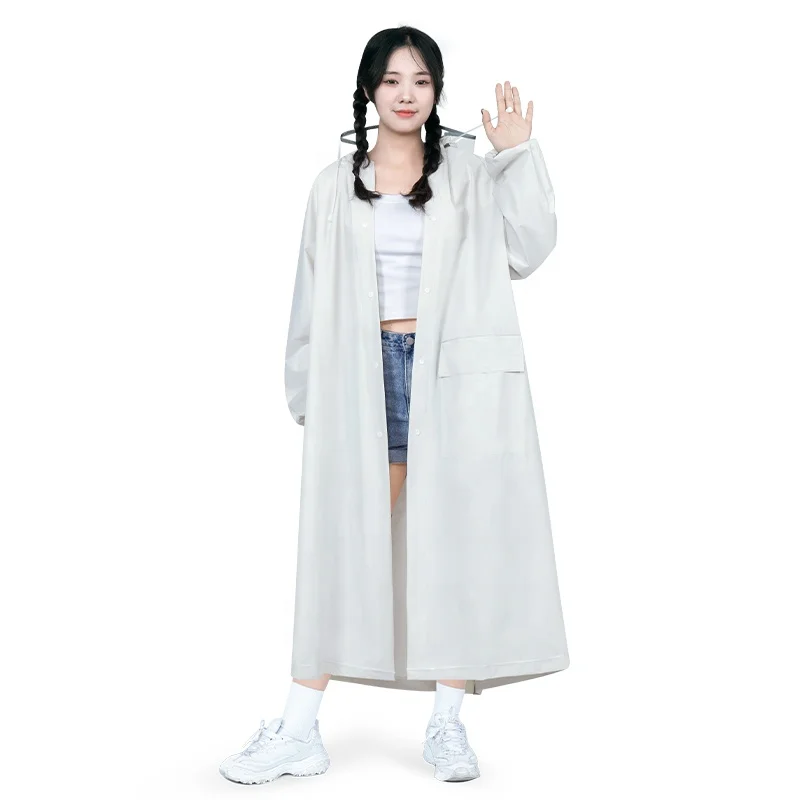 Transparent White Adults Raincoat Quick Dry Plastic rain coat for Boys and Girls for Fishing and Hiking