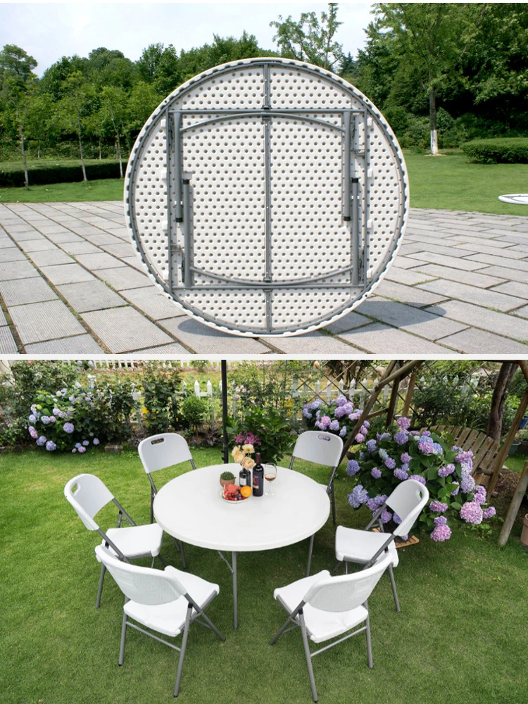 Outdoor Plastic Hdpe 8 Seater Dining Table Cheap Round Light Table ...