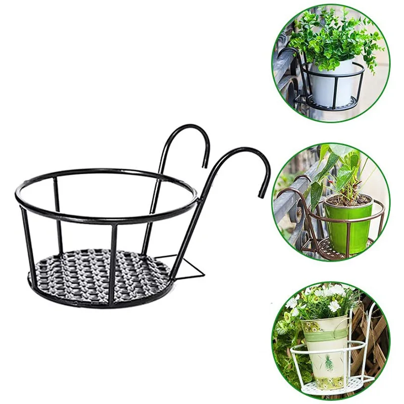 Balcony flower rack household iron hanging flower pot rack railing succulent green flower indoor storage rack details