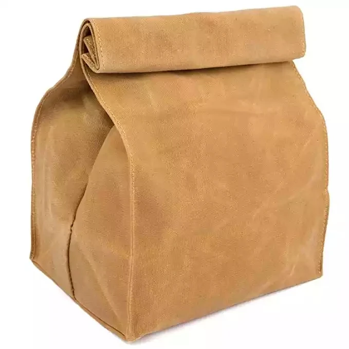 OEM Customize Cheap Best Eco Friendly Reusable Wax Bag Insulated Bread Warmer Waxed Canvas Lunch Bag