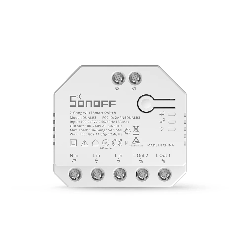 SONOFF DUALR3 Dual Relay Module Wifi DIY MINI Switch Two Way Power Metering 2 Gang Smart Switch Timing Smart Home with EWeLink