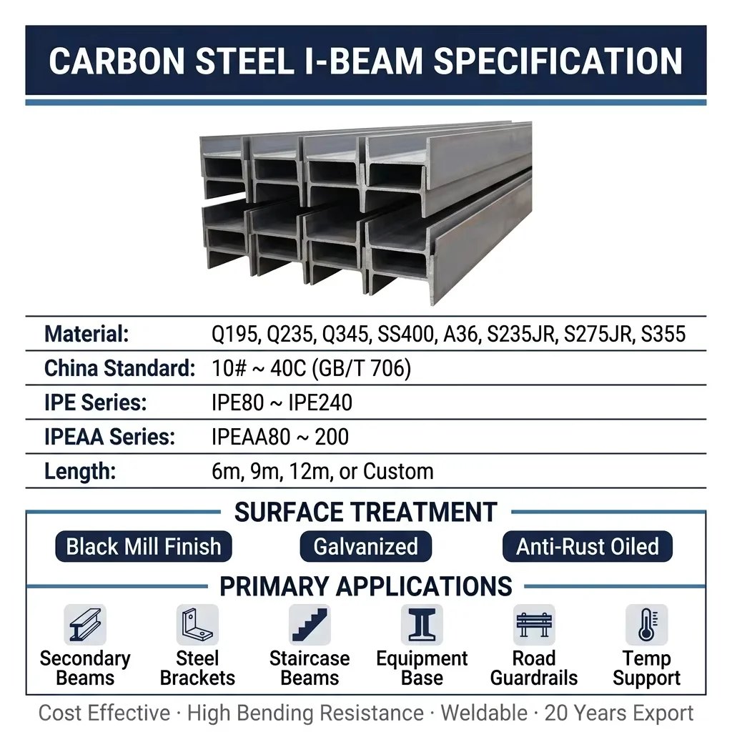S355 S235jr Hot Rolled I Beam Section for Processing Equipment Factory Direct