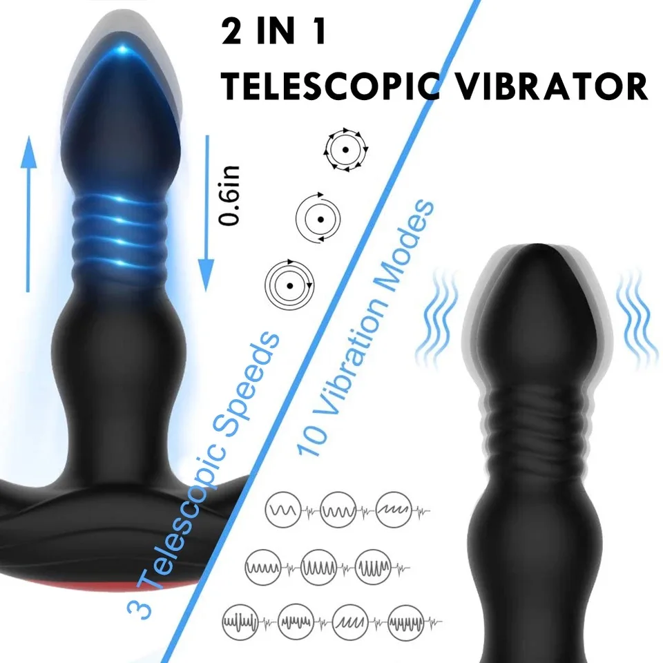 Thrusting Anal Dildo & Prostate Massager - 10 Speed Waterproof Remote Male  Vibrator for Unisex G-Spot Stimulation