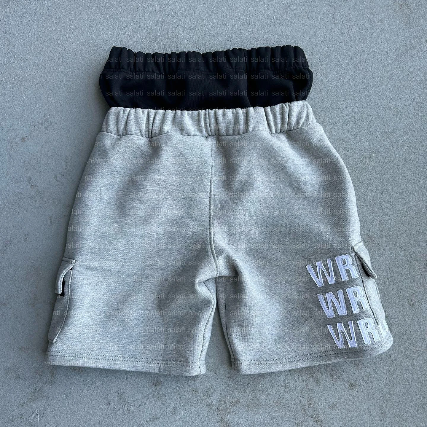 Double Waist Short Sweatpants Custom Distressed Embroidery High Waist Sweat Cargo Shorts for Men gallery 2