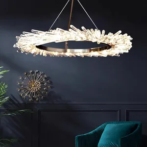 Modern Luxury LED Chandelier Nordic Style Crystal Iceberg Pendant for Living Room Restaurant Hotel Model Room Creative Design