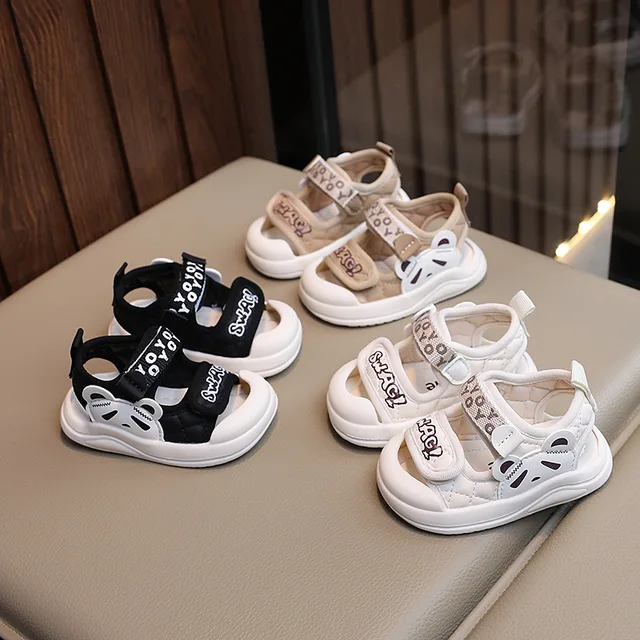 New Arrival PU Toddler Kids Shoes beach sandals Summer boys girls sandals with cartoon animal Soft soles shoes Non-slip slippers