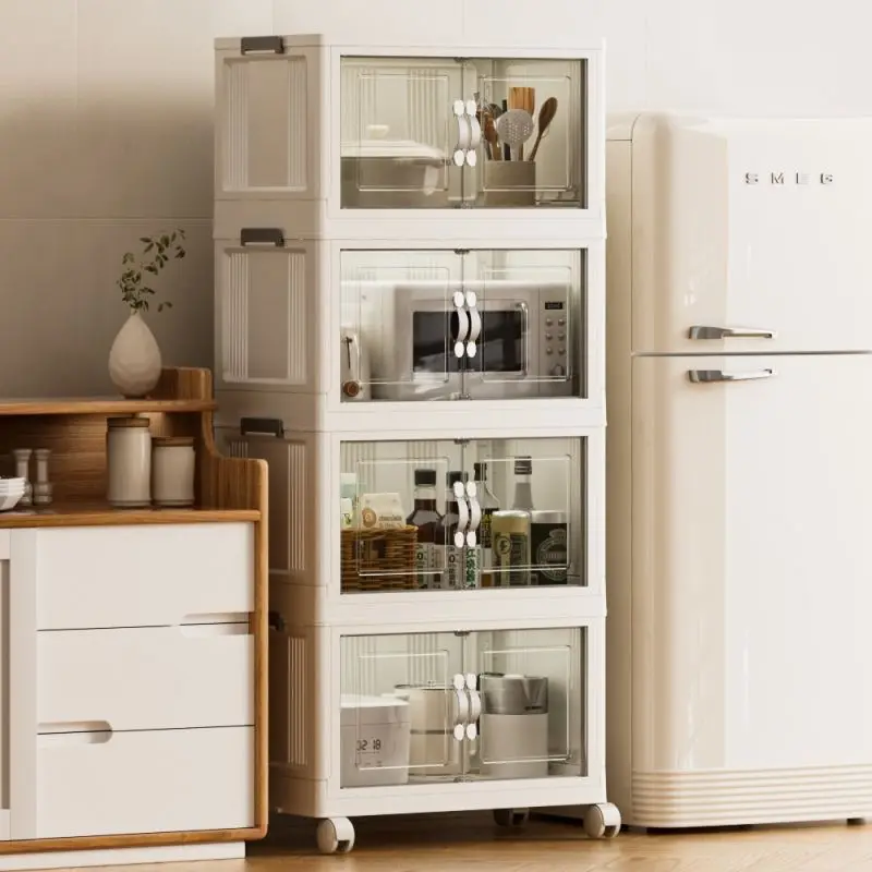 Portable Folding Storage Cabinet Foldable Organizer Display for Small Apartments Rectangle Shape details