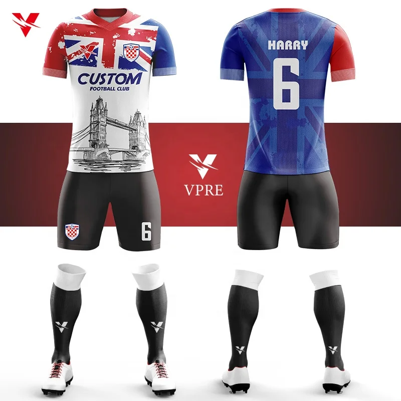 Wholesale Custom Cheap Sublimation Adults Soccer Uniforms Club Team Soccer  Jerseys Breathable Football Jersey Sets For Men