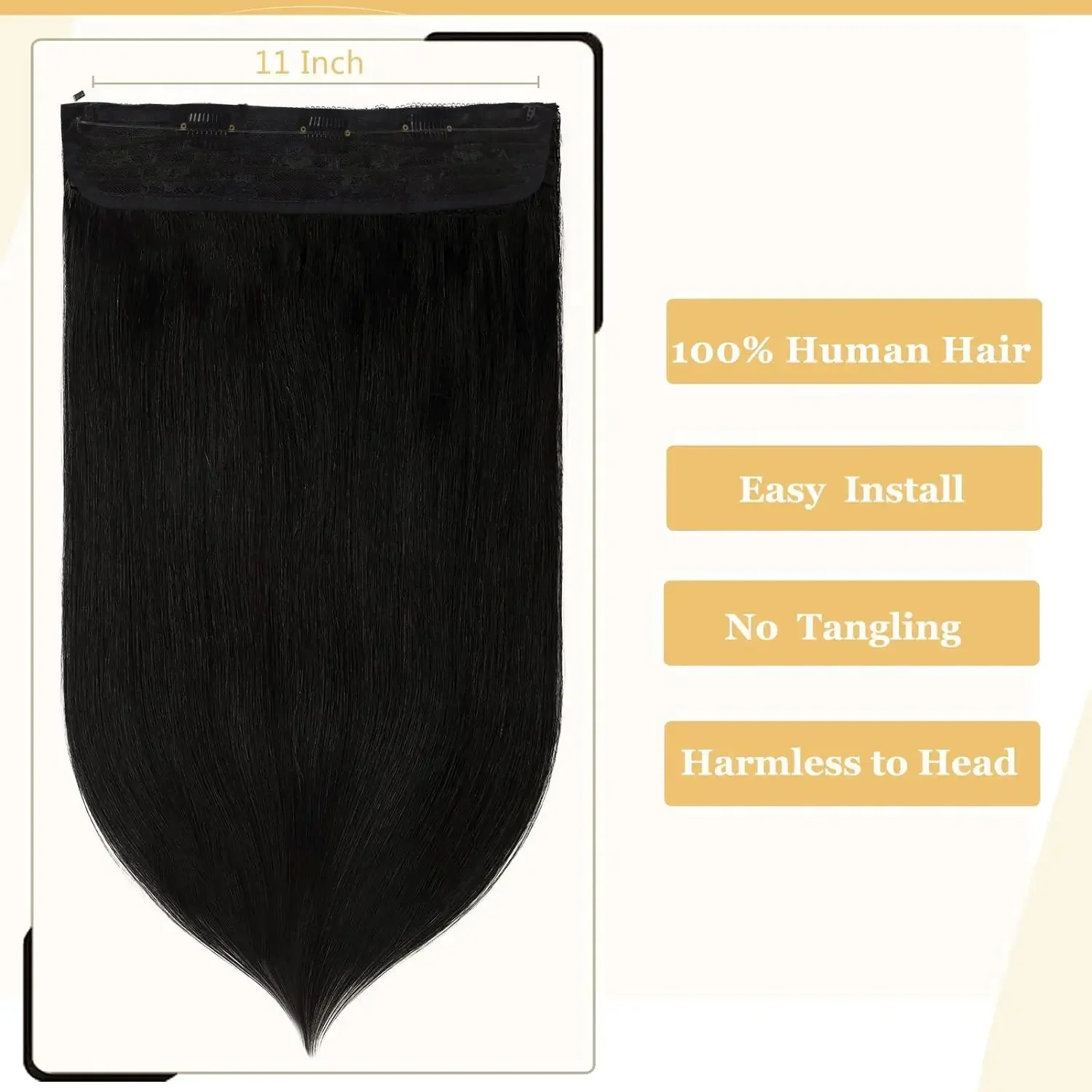 100 % Remy-Echthaar-Extensions, seidig glatte, tiefschwarze Haarteile für Frauen_voghion.com