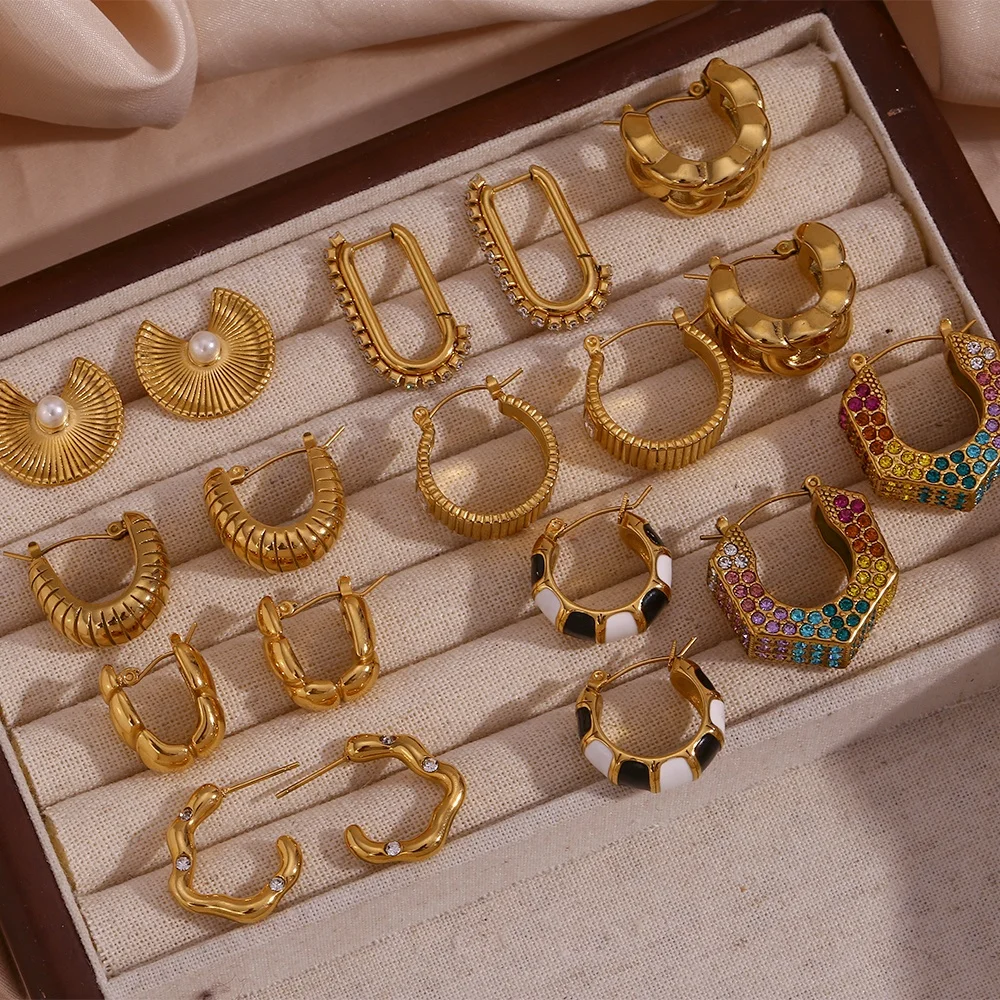 Tarnish Free Jewelry Set Y2k Enamel Crystal Rhinestone Earring Set Pvd