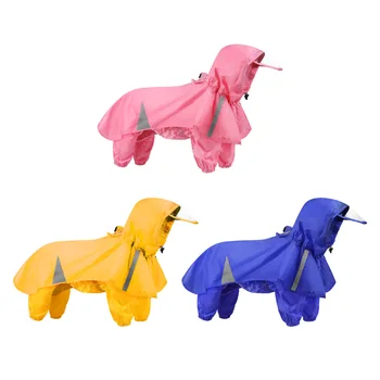 Pet Dog Raincoats Waterproof Reflective Adjustable Hood Wholesale Mesh Lining  Clear Pull Lightweight Windproof Poncho Hood