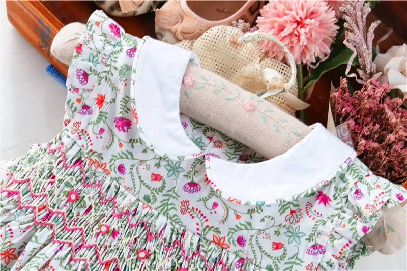 От 3 до 7 лет, для маленьких девочек, ручная работа платье со сборками для маленьких девочек платья с вышивкой СМОКИНГ одежда принцессы бутиков