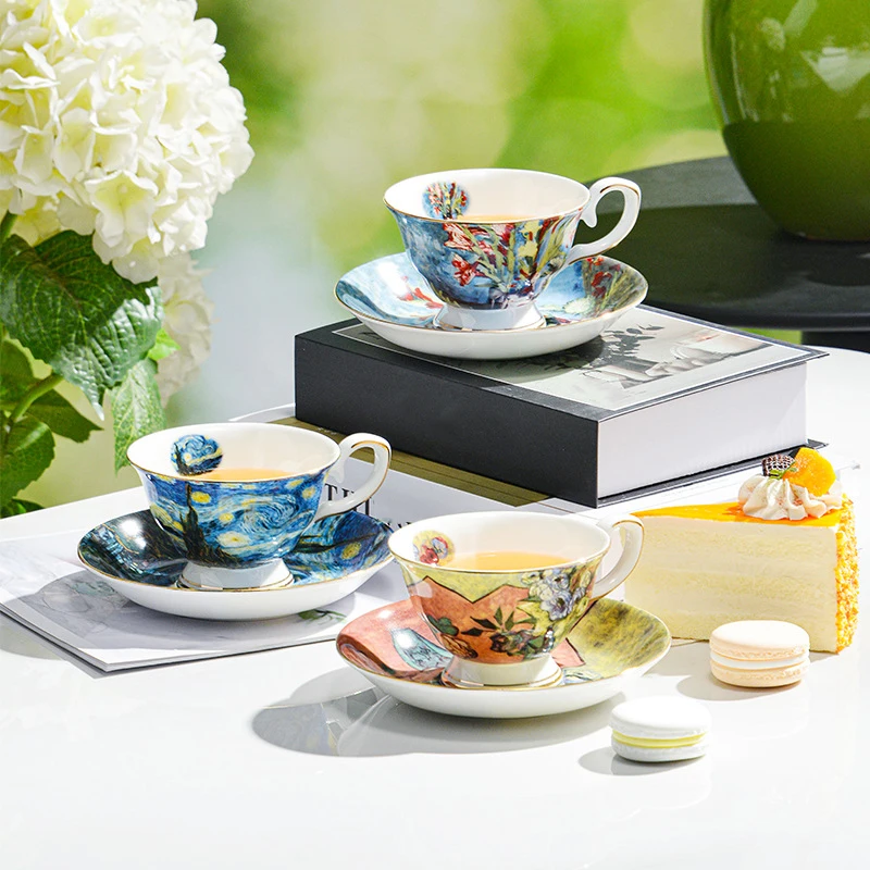 アフタヌーンティーカップ＆ソーサーセット、新築祝いギフト、金縁の