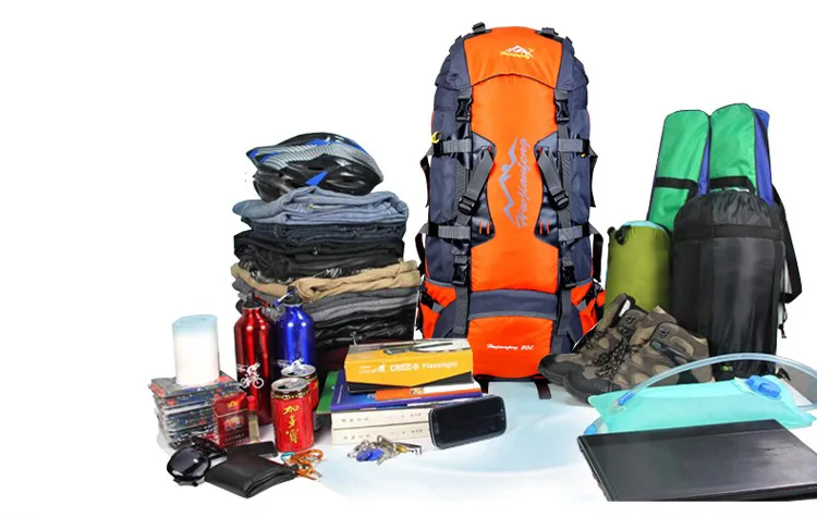 Factory Customized Cheap 80L Outdoor Adventure Eternal Frame Travelling Hiking Backpack with Rain Cover
