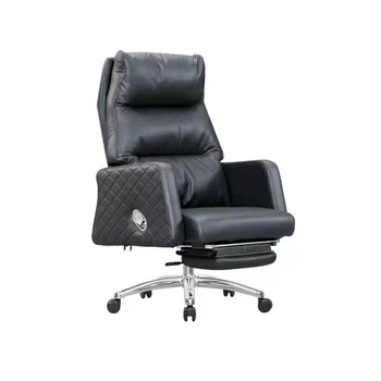 Light Luxury Business Leather Boss Office Chair With Foot Pedal Can Lie Comfortable Sedentary Lunch Break Chair