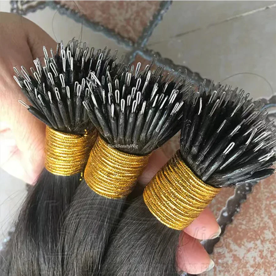 Nano Ring Human Hair Extension Silky Straight Malaysian Remy Hair 100g 100strands_voghion.com