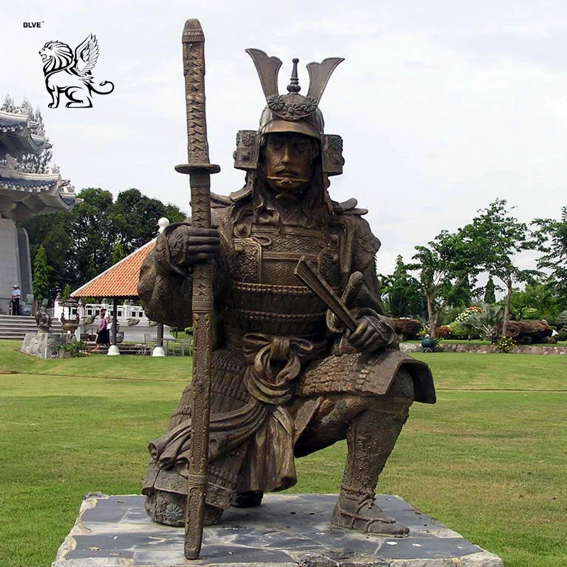 BLVE Outdoor Decoration Famous Large Garden Metal Copper Bronze Japanese Samurai Statue With Horse Sculpture