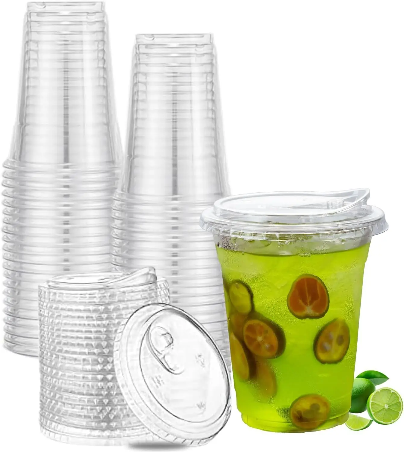 Wholesale Disposable Custom 36oz 12oz 24oz 16oz 32oz U Shape Coffee  Drinking Black Plastic Cold Pet Water Cup with Lids