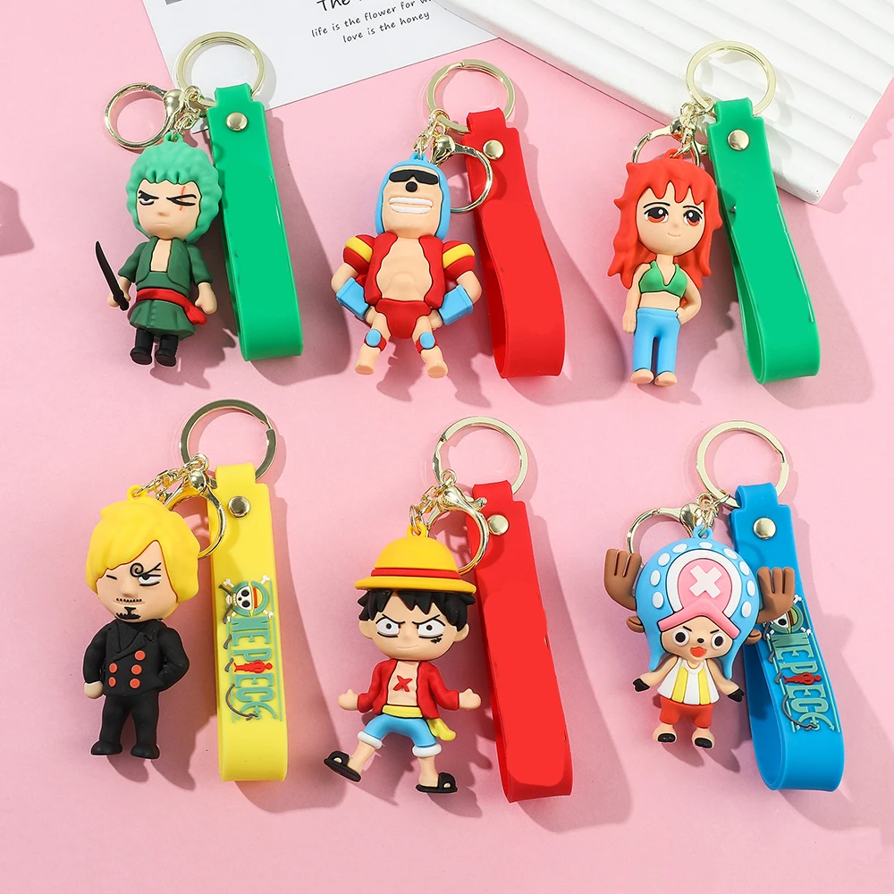 3D PVC Silicon Keychain Ring Japanese Anime Kawaii Luffy