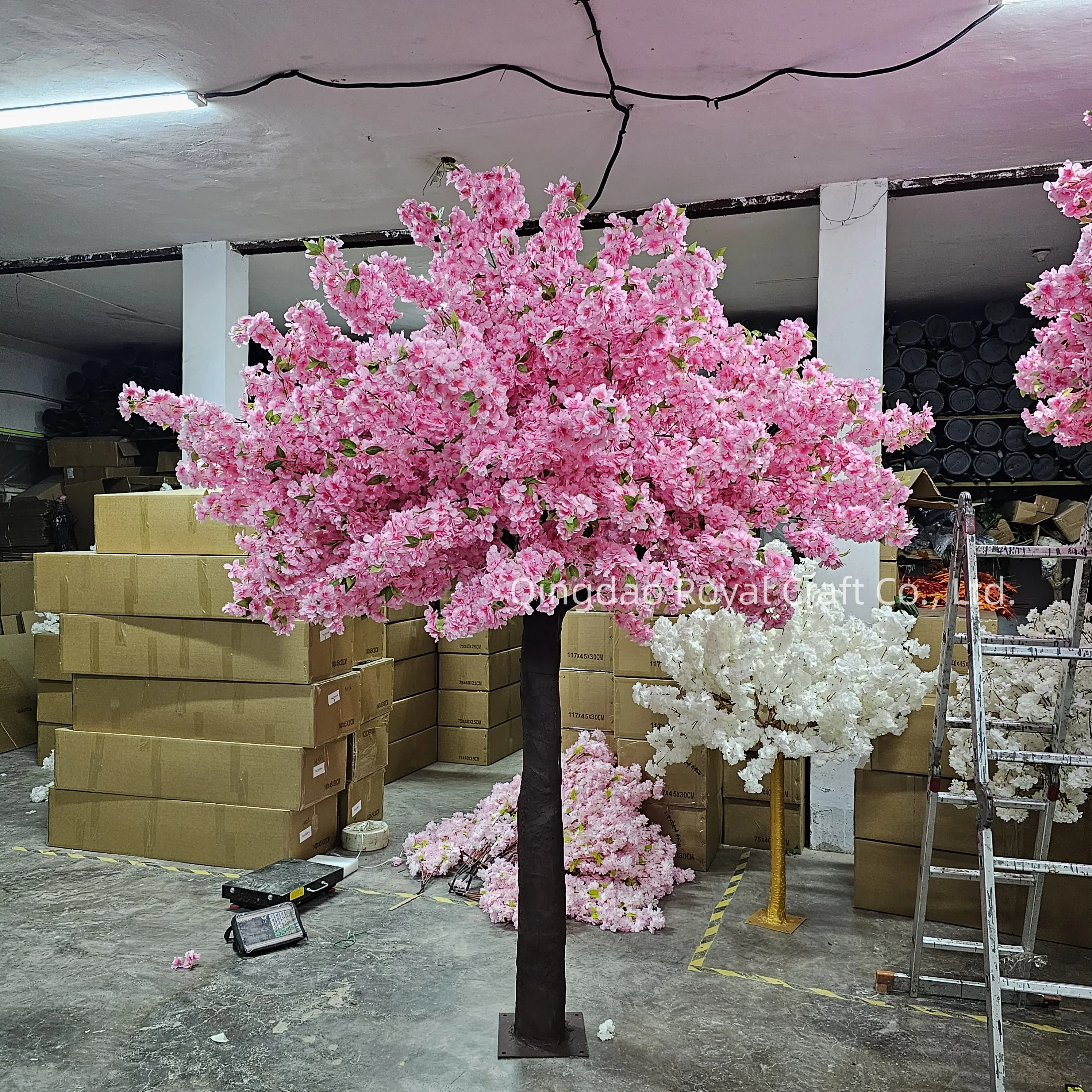 Artificial Flowers Table Centerpieces Tree Plastic White pink Cherry Blossom Tree for Indoor Wedding Decorations