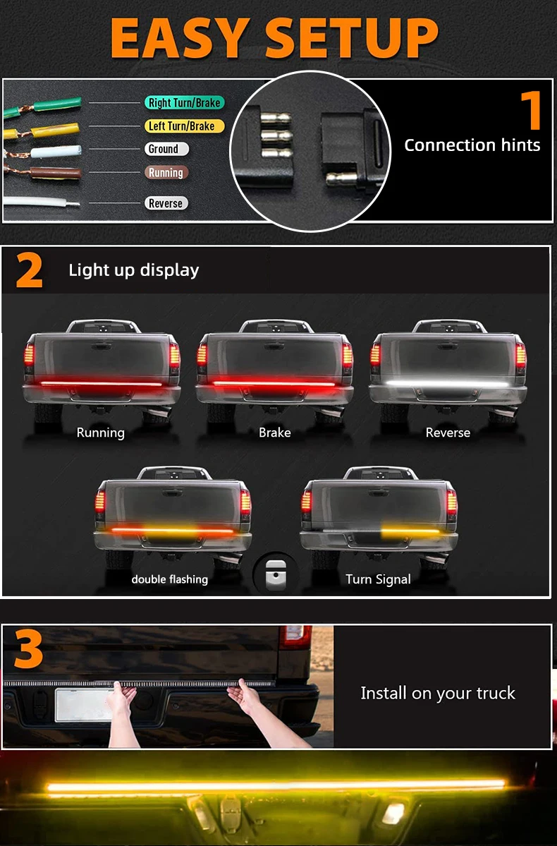 Tailgate Light 150cm 720leds Led Light Strip Brake Running Sequential