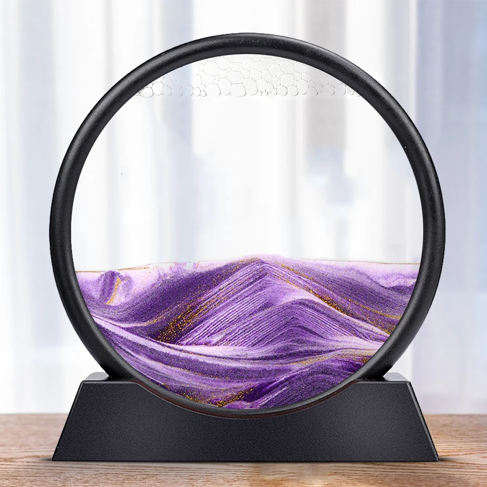 Moving Sand Art Picture Round Glass Deep Sea Sandscape Hourglass Quicksand  Craft Flowing Sand Painting Office Home Decor Gift 