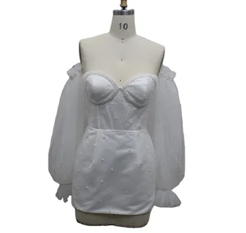 sweetheart neck movable long sleeve evening dress skirt wedding dress