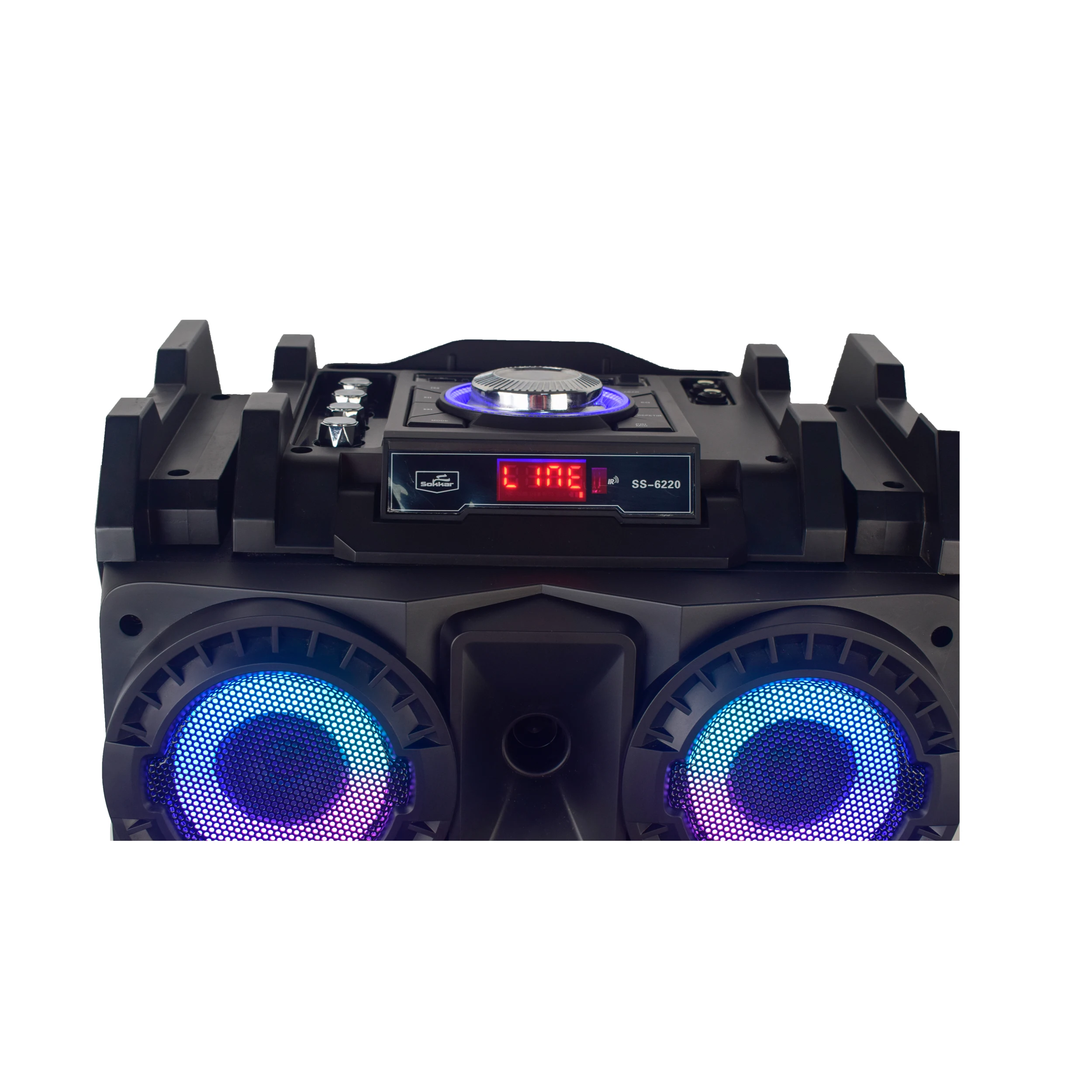 AILIPU Big Speaker Wooden Case Dual 12 Inch Subwoofer Voice-controlled Led  Light with MIc and Remote Control