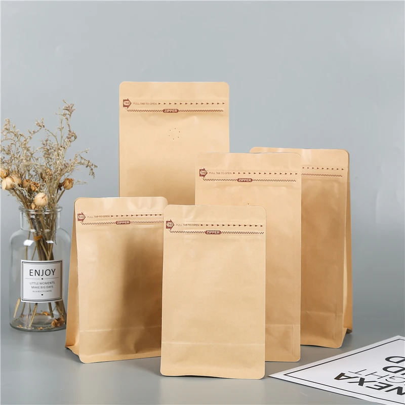 Gravure Printing Brown Kraft Paper Bag Stand-Up Pouch for Tea Coffee Snacks Pet Food Packaging
