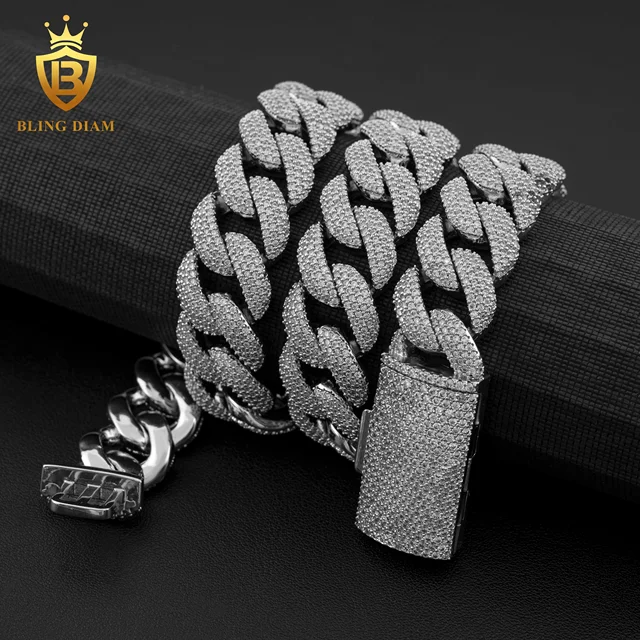 Hip hop 18MM cuban link chain 4 rows 5A+ CZ diamond necklace Iced Out Jewelry For men