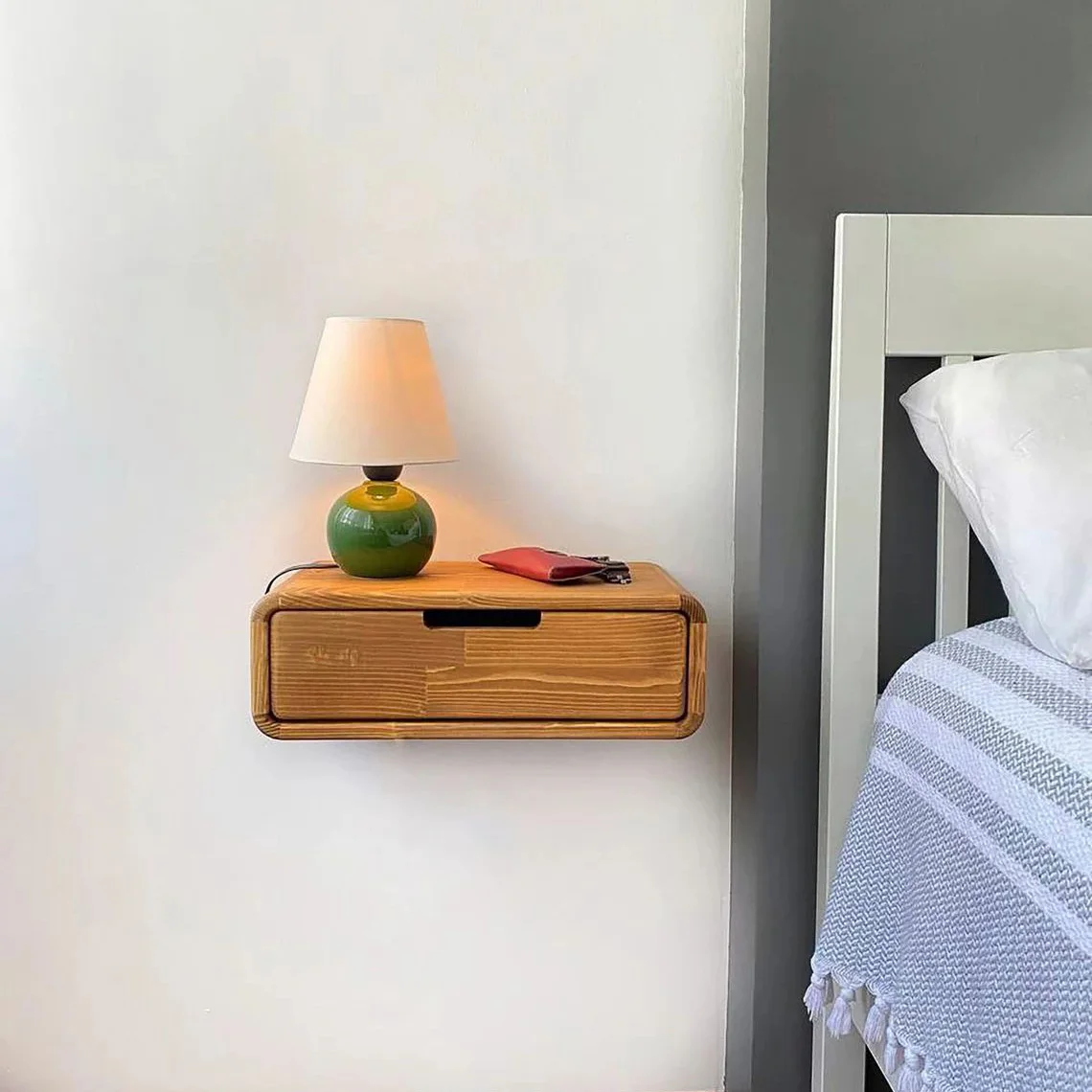 Wall Mounted Floating Bedside Table Small Nightstand Shelf With Drawer