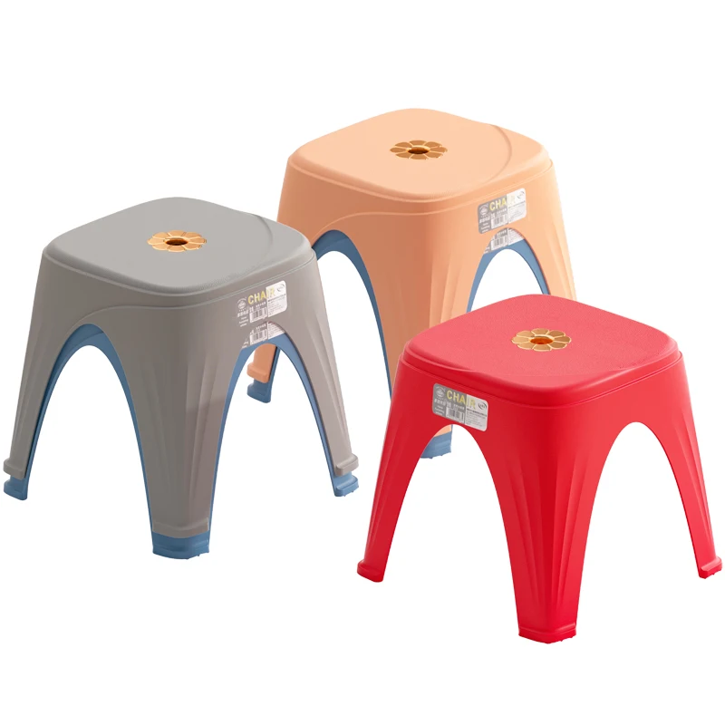 Xingsheng Affordable, Durable, Sturdy, Square, Stackable Colored Plastic Stools With Gold-plated Edges of Flowers