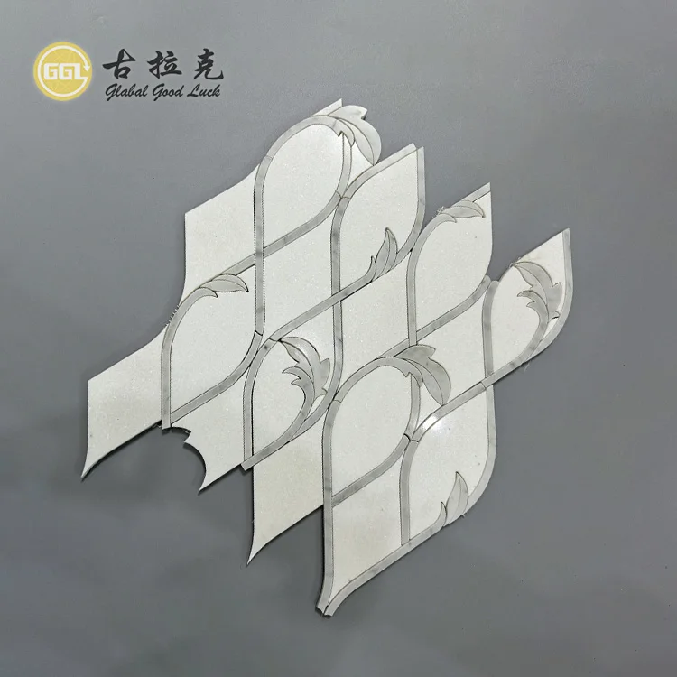 Natural White Marble Tile Leaf Shape Polished Surface Mosaic Tile for Bathroom Kitchen Backsplash Wall Hotel Shower