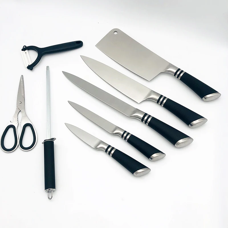 9 Pieces Stainless Steel Kitchen Knife Set Full- Tang Cutlery Knife ...