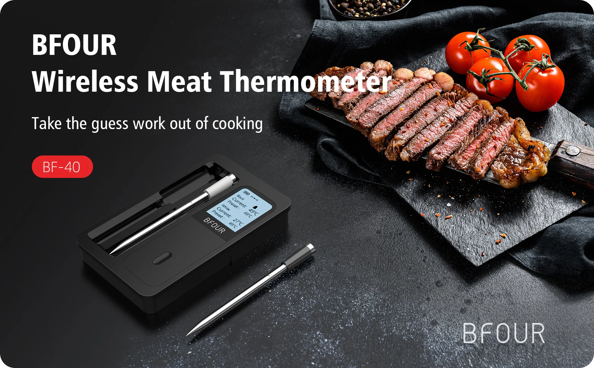 Bfour 300ft Smart Bluetooth Digital Cooking Wireless Meat Thermometer