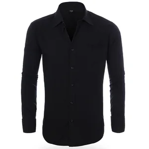 Casual Business Men's Long-Sleeved Slim Shirt for Spring/Summer Plus Size French Cuff with Anti-Wrinkle Twill Fabric