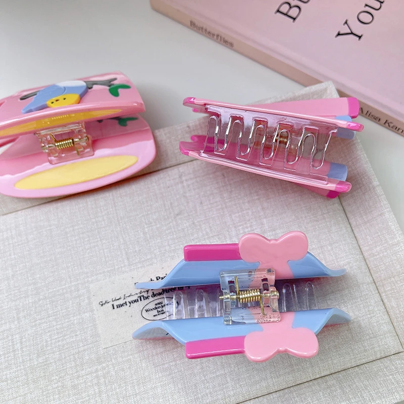 Jiayu Custom 7 CM New Bow Dress Skirt Grab Clip Acetate Back of Head Coiffure Shark Clip Japanese Creativity Hair Claws