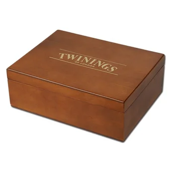 DS Modern Hot Stamping Logo Tea Bag Organizer Wood Storage Box 6 Compartments Wooden Box Tea