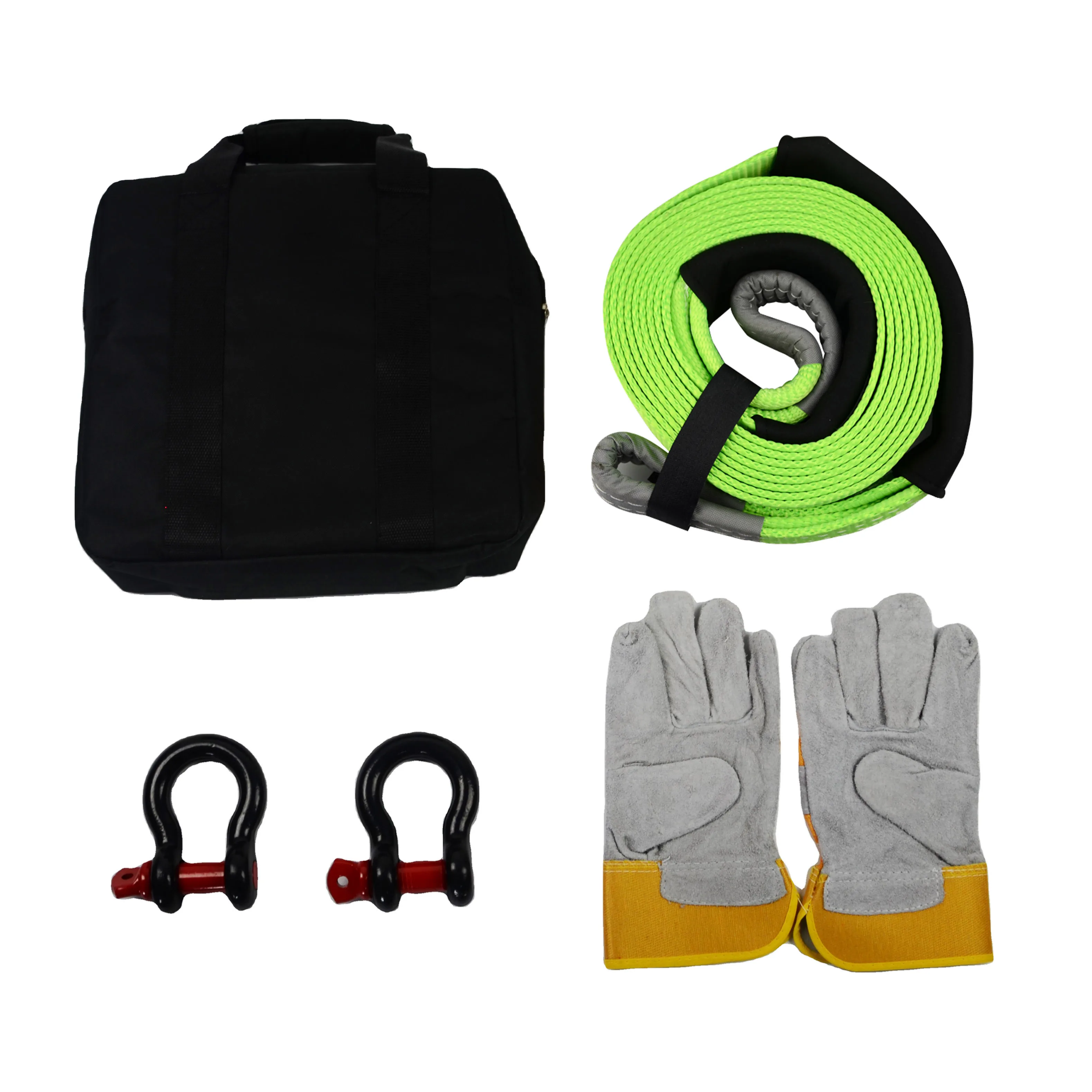 JINLI Custom OEM/ODM 3'' X30ft Heavy Duty Recovery Tow Straps Kit with 36,000 lb Emergency 4WD Towing Rope 3/4 Shackles
