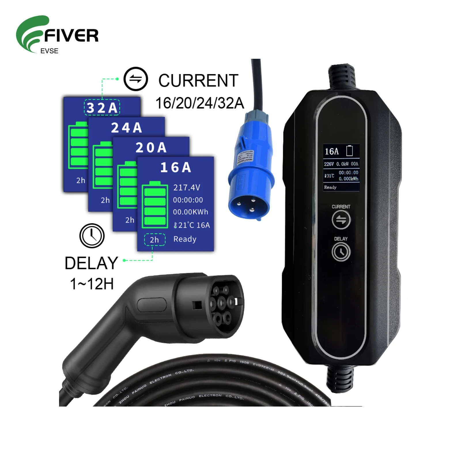 홈 Ev 충전 스테이션 휴대용 Ev 충전기 7kw 32a 블루 Cee 플러그 타입 2 커넥터 지연 충전 Buy Ev 휴대용 충전기ev 충전기 7kw 32aev 충전소 3978