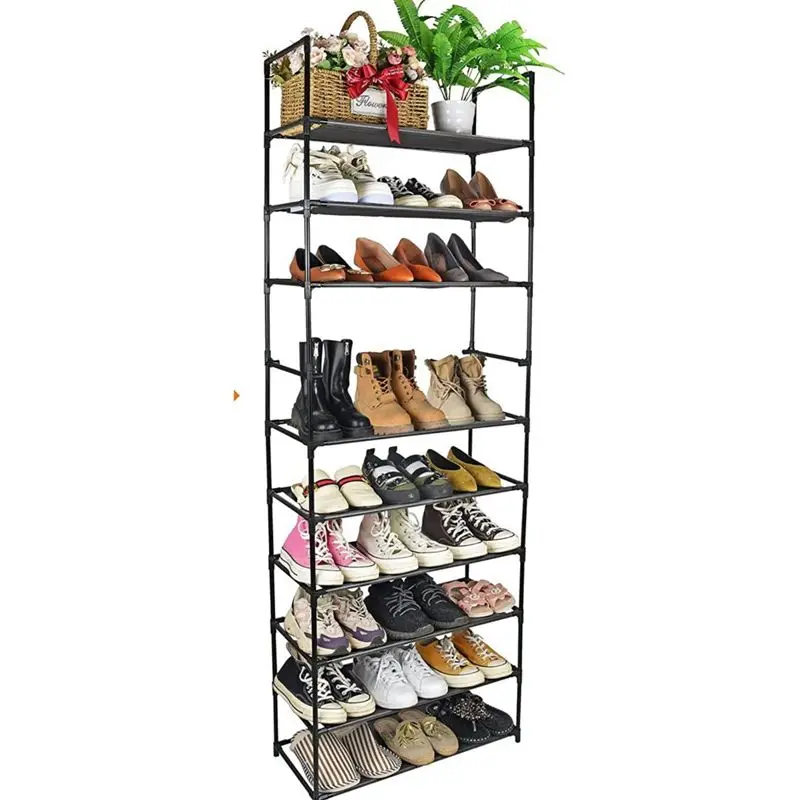 9 Tier Detachable Multifunctional Space Saving Shelf Organizer Metal Shoe Rack Organizer For