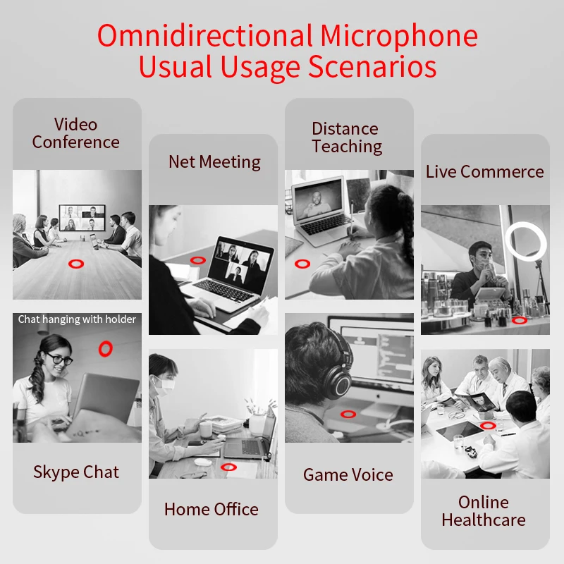 Conference USB Microphone Omnidirectional Condenser PC MIC for Video Conference