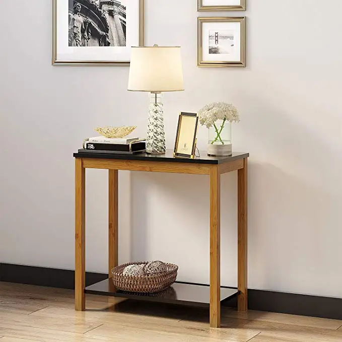 
Combohome 2-Tier Side Table With Storage Shelf Bamboo Accent Coffee Table 