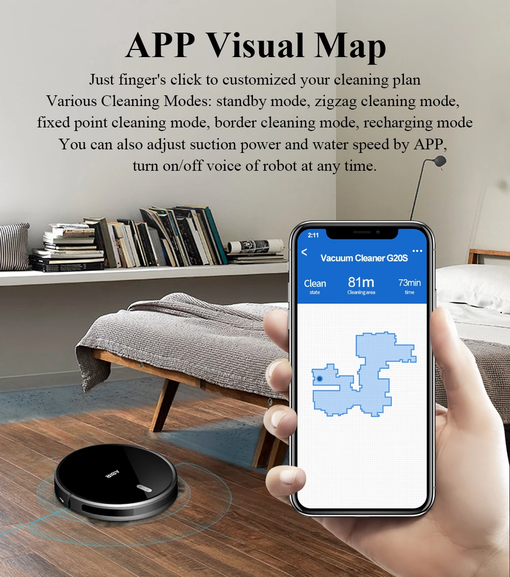 ABIR G20 Automatic Charging Wireless Remote Controller Wet and Dry Robotics Portable Vacuum Cleaner