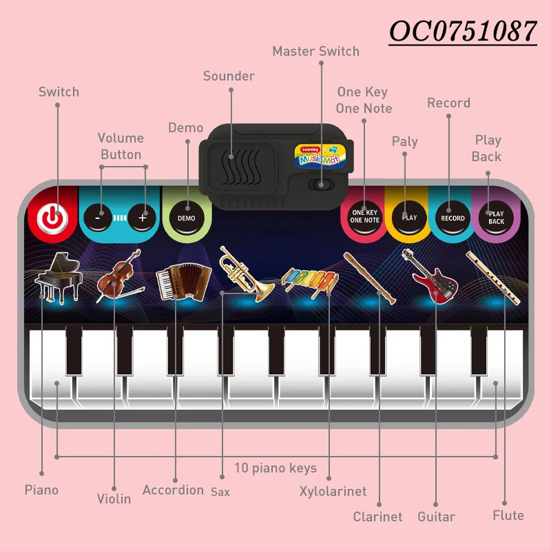 Electric Learning Small Custom Keyboard Piano Musical Instrument Mat for Kids